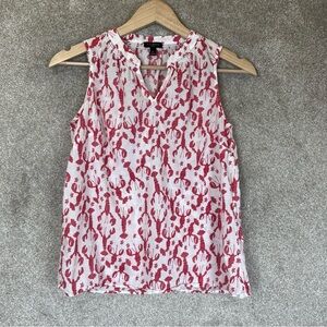 Talbots Shirt Womens P Petite Red White Lobster Cotton Sleeveless Pullover-3241*